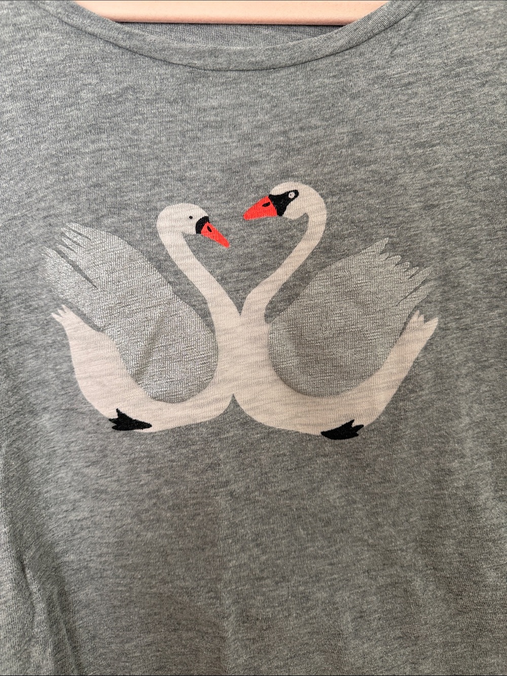 J. Crew Gray Short-Sleeve Tee with Swan Pair Graphic - Picture 3 of 6